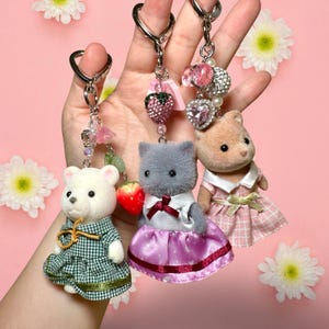 Vintage Sylvanian Families Keychain /Calico Critters Keychain / Phone Charms/ Kawaii Keychain