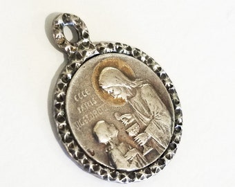 Antique Art Nouveau Communion Religious Medal Sterling Silver Pendant French FREE SHIPPING