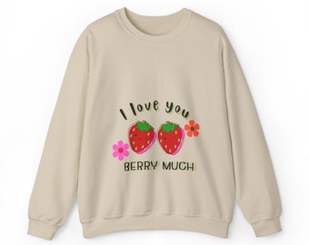 Cute Couple Unisex Heavy Blend™ Crewneck Sweatshirt I love you Berry Much Print Style