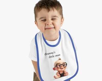 Granny's little man Baby Contrast Trim Jersey Bib