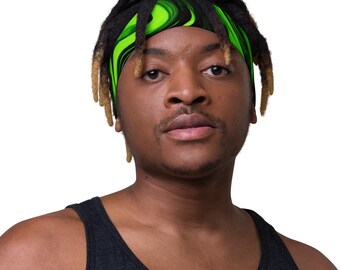 Neon Colored Bright Green and Black Headband for Women Neon Green Cute Hair Accessorie Black and Green Hair Accessories Festival Headband