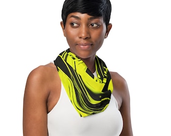 Neon Yellow and Black Headscarf for Women Bright Yellow Colored Bandana Cute Hair Accessories for Women Rave Bandana Festival Headband