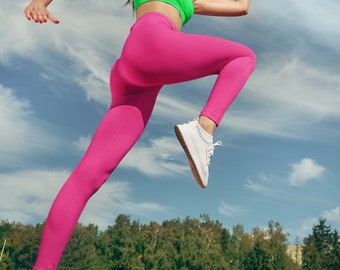 Neonroze hoog getailleerde legging, sportkleding over de volledige lengte
