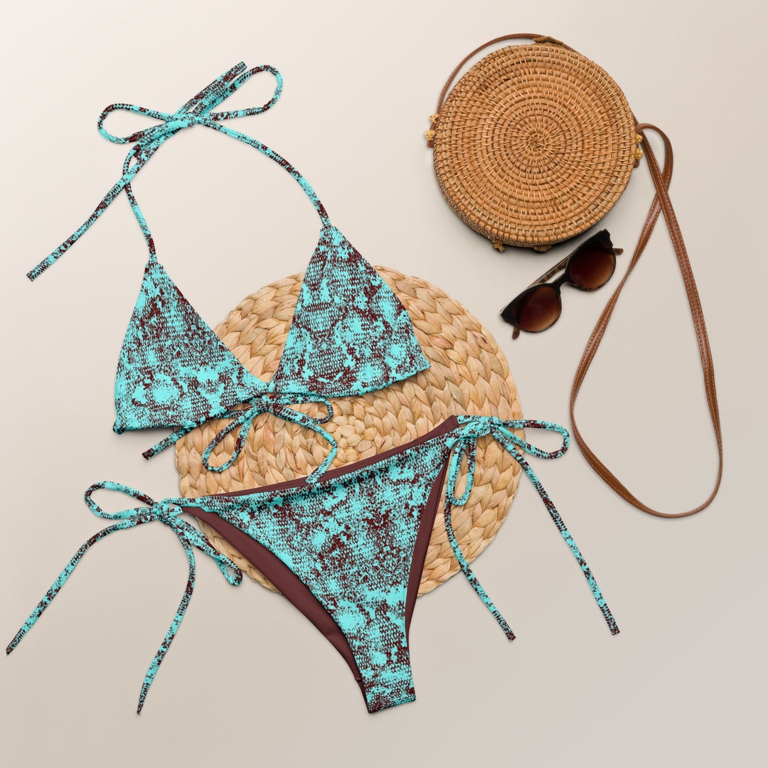 classic snakes crisscross bra-style bikini top Images... Neon Colored Snake Animal Print Two Piece Set Snake Bikini Triangle Top ...