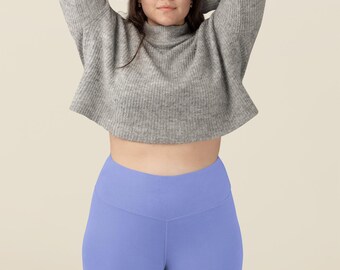 Periwinkle High Waist Plus Size Yoga Pants Lavender Blue Leggings Plus Size Workout Clothes for Women Periwinkle Ladies Gym Gear