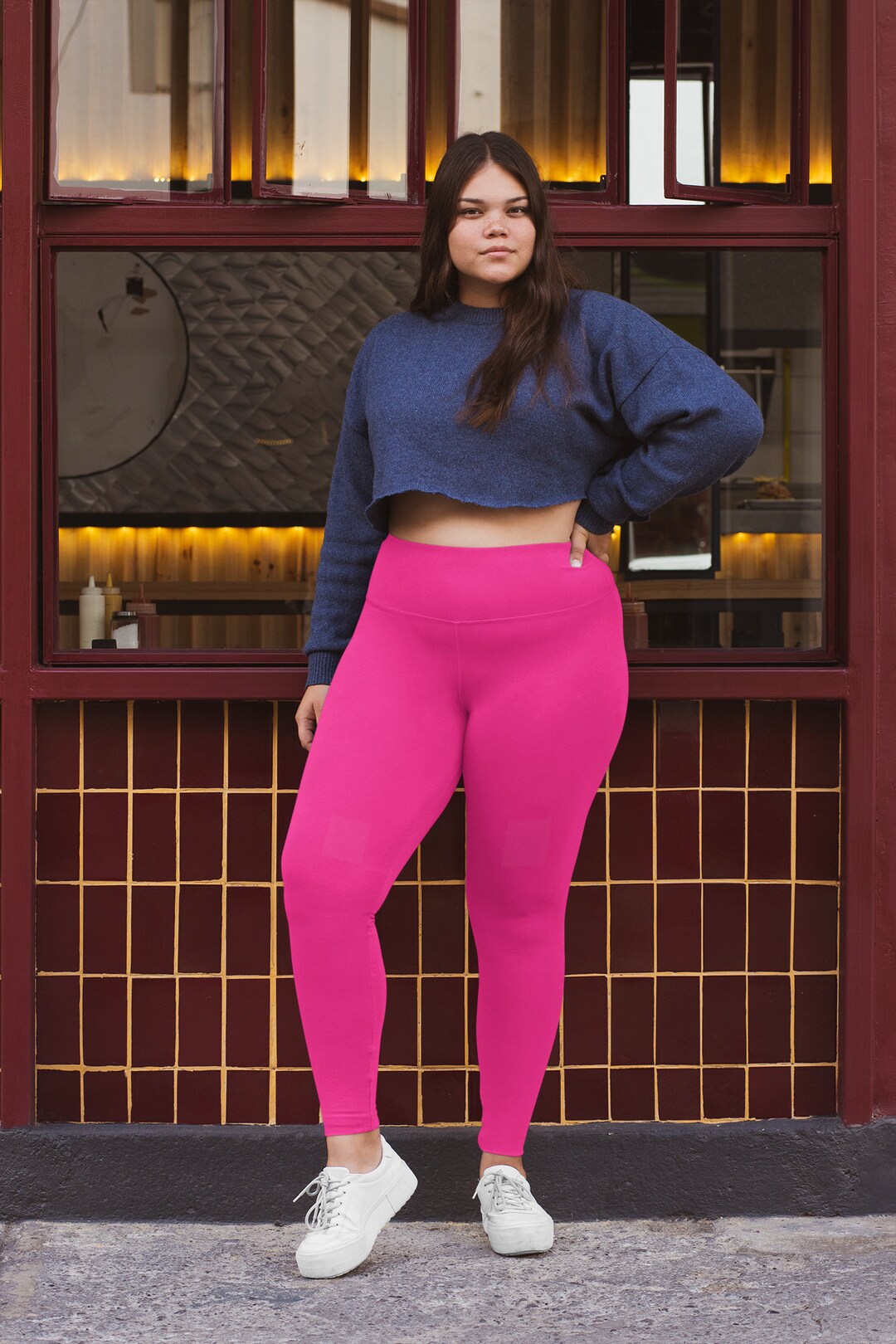 Neon Pink Plus Size Leggings, High Waisted Yoga Pants Etsy — free download