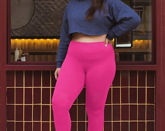 Neonroze legging in grote maten, yogabroek met hoge taille