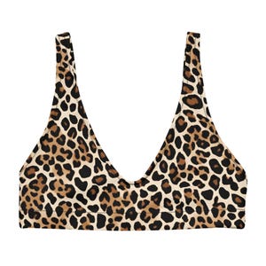 Leopard Print Padded Bikini Top for Women Bright Animal Print Bikini for Summer Swimwear Pool Side Bathing Suit Ladies Swimwear Summer