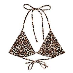 Leopard Animal Print Bikini Top Swimsuit for Summer or Vegas Leopard Print Bikini Top for Women Bikini Top for Poolside String Bikini Top