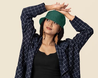Sombrero de pescador verde oscuro, sombrero de pescador verde reversible para hombre, accesorios retro para ella, sombrero de pescador verde esmeralda para el verano, sombrero verde imperial
