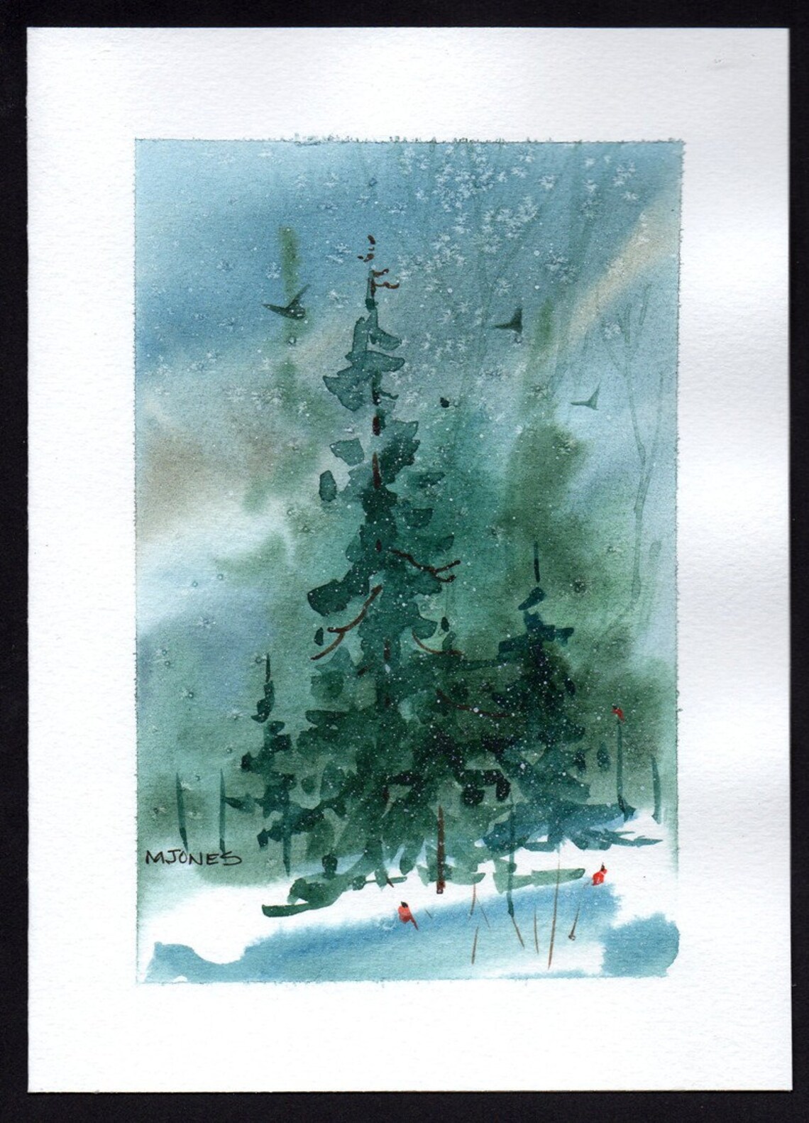 Hand painted Watercolor Christmas Card Etsy Christmas Card Etsy