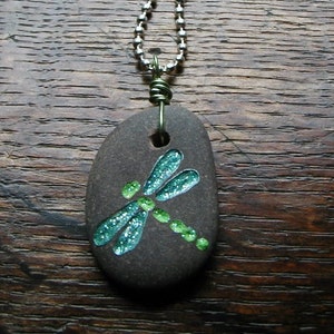 Engraved Dragonfly Stone Necklace image 1