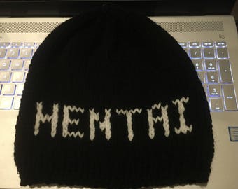 Hentai knitted black and white beanie, anime, cosplay, unisex, acrylic, anime beanie, anime convention