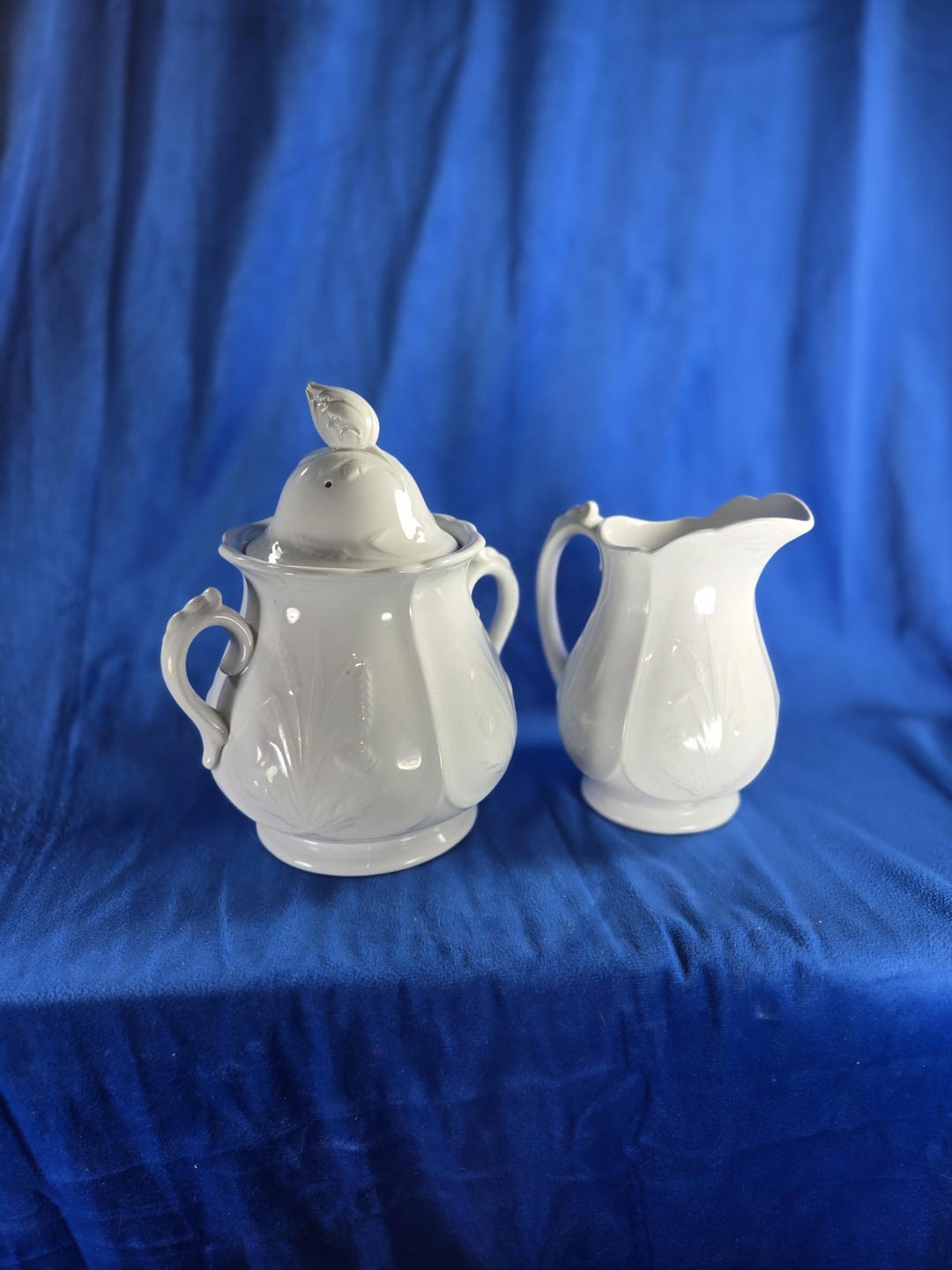 Vintage Elegant White Ceramic Sugar Bowl and Creamer Set - Etsy
