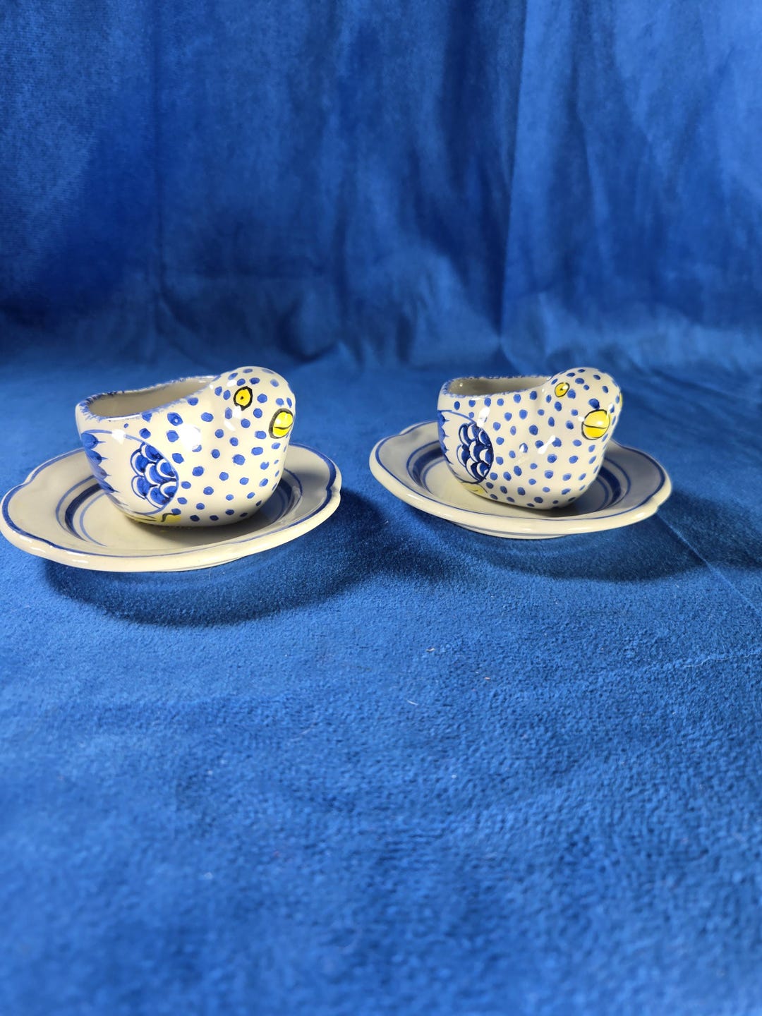 Vintage Tiffany & Co. Portugal Hand-painted Bird Cups With