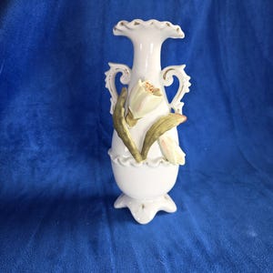 Vintage Porcelain Hand-Painted Raised Flower Design, Ornate Capodimonte Vase