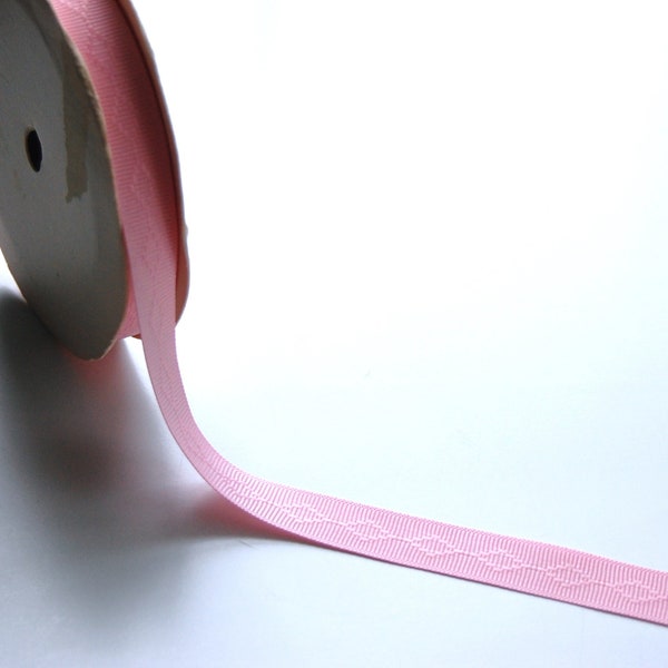 Light Pink Argyle Grosgrain Ribbon Trim, pale pastel pink ribbon trim, children kid dressmaker sewing craft ribbon, pink argyle craft ribbon