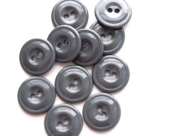 Vintage dark gray buttons, charcoal gray buttons, set of 11 vintage gray buttons, gray dressmaker sewing buttons, gray crafting buttons