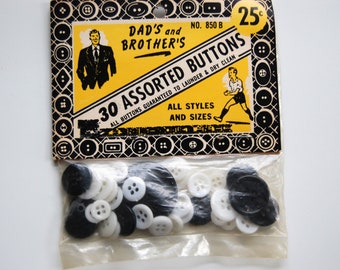 Vintage Dad's and Brother's assorted buttons, neutral buttons, black white buttons, masculine buttons, shirt buttons, collectible buttons