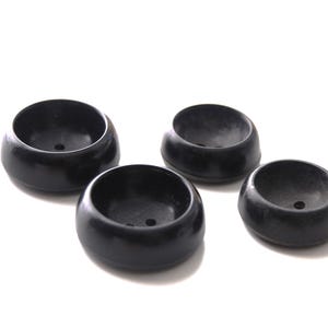 Vintage 1950s black recessed round buttons, collectible vintage buttons, set 4 vintage 1950s buttons, 1950s black jacket dressmaker buttons
