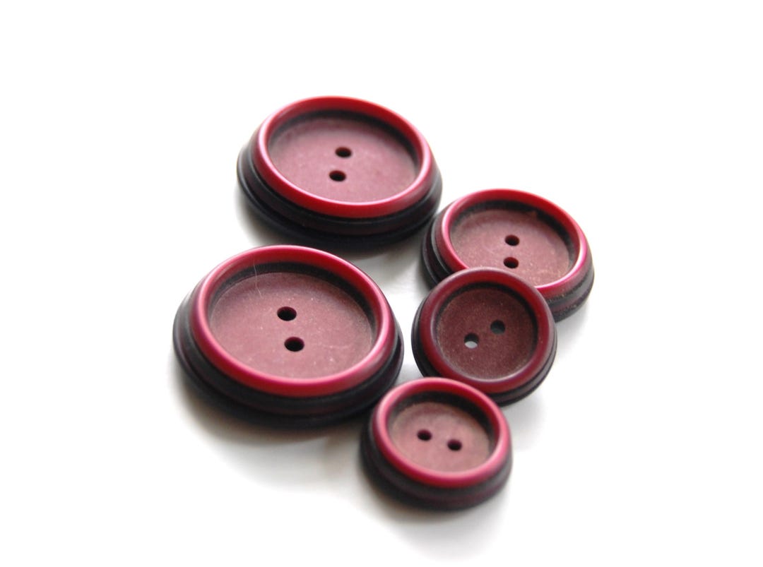Vintage 1950s Red Recessed Buttons: Set of 5 Dressmaker Sewing Buttons ...