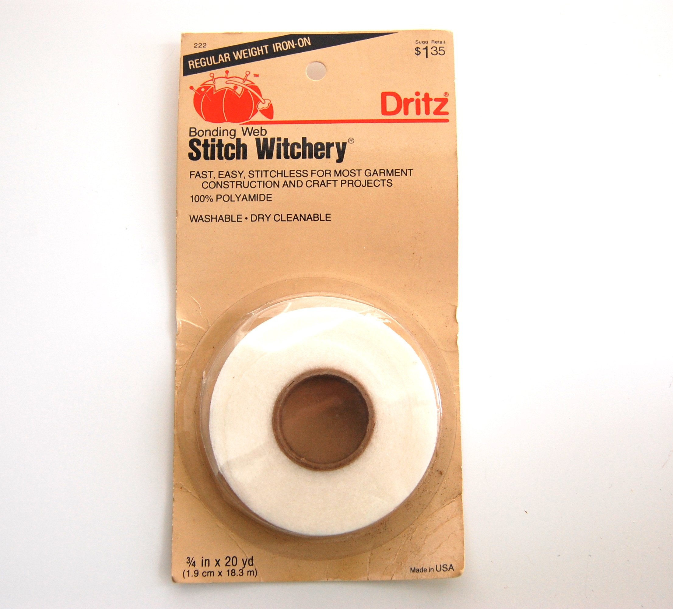 Vintage 1980s Dritz Stitch Witchery Sewing Notion Tool, Vintage