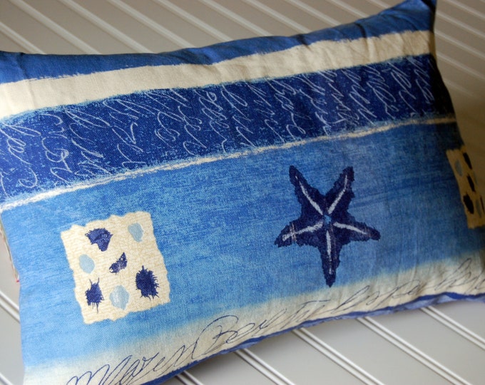 In the Tide Beach Lumbar Pillow / Blue and White Beach House / Beach