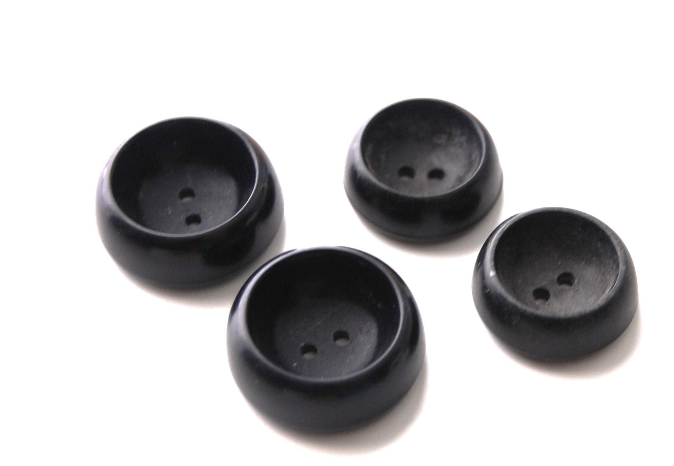 Vintage 1950s Black Recessed Buttons: Set of 4 Dressmaker Buttons - Etsy