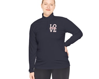 Love Unisex-Pullover mit Viertelreißverschluss