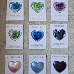 Resin Heart Pocket Hug: Handmade Colorful Petri Swirl Gift