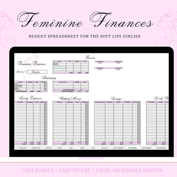 Budget Spreadsheet for the Soft Life Girlies