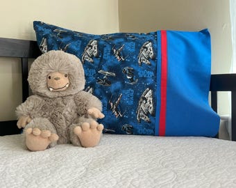 Star Wars Space Cruisers Ships Millennium Falcon Standard Size Pillowcase with Blue Cuff Novelty Gift Disney Vacation Hollywood Studios