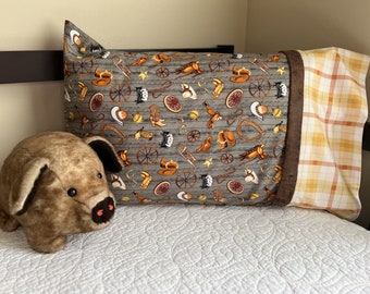 Cowboy Gray Western Theme Standard Size Pillowcase Individual Home Decor Novelty Gift Candy Bag Trick or Treating Kids Decor