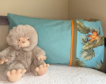 Birds of Paradise Tropical Ocean Blue Standard Size Pillowcase Home Decor Candy Bag Novelty Gift