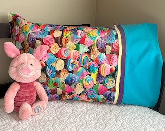 Bakery Cupcakes in Rainbow Standard Size Pillowcase Home Decor Novelty Gift Candy Bag Trick or Treating