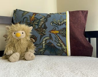 Dungeons and Dragons Style Brown Scale Dragon Standard Size Pillowcase Single Novelty Gift Magical Dragon Gift