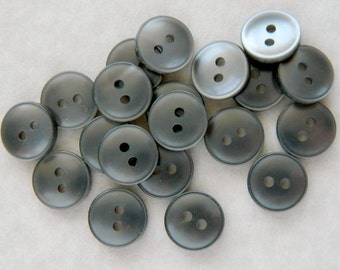 Vintage Buttons, Buttons, Set of 24 1970's Silvery Grey Plastic Buttons, Gray Buttons, Vintage Gray Buttons, Craft Buttons, Gray Crafts-1/2"