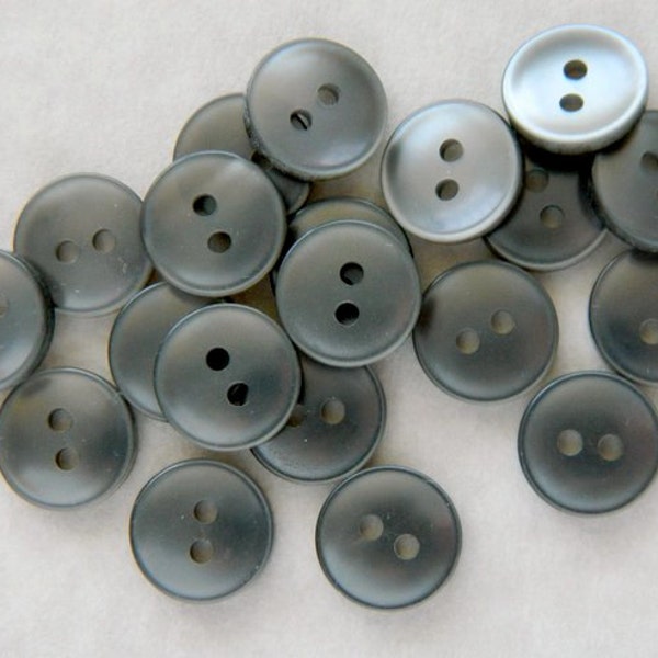 Vintage Buttons, Buttons, Set of 24 1970's Silvery Grey Plastic Buttons, Gray Buttons, Vintage Gray Buttons, Craft Buttons, Gray Crafts-1/2"