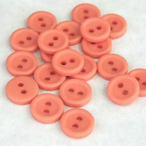 Set of 24 Small Vintage 1970&#39;s Orange Plastic Buttons-7/16&quot;-Great for sewing, knitting, crocheting or any crafts-New old stock