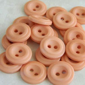 Set of 24 Vintage 1970&#39;s Pale Orange Buttons-9/16&quot;-Great for sewing, knitting, crocheting or any creative crafts projects-New old stock