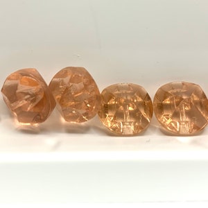 Set of Six Pink Depression Glass Faceted Buttons-Small-Sew Through-Matching-Great for Crafts, Sewing,Jewelry-Measure 7/16" across-Super Cute