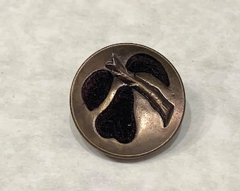 Antique 19th Century "Pears" Perfume Button-Just over 7/8" across-Excellent condition-Collectible-Metal with Velvet Background