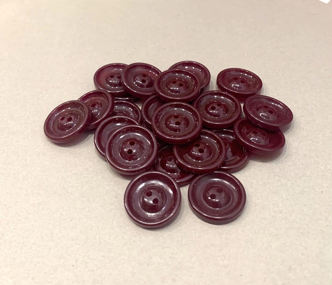 Qon Button 24 Deep Cranberry Plastic Buttons-vintage Unused Buttons-great for ...