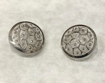 Two Matching Vintage Clear Glass Buttons with Silver Luster-Excellent condition-No chips or luster wear-11/16" across-Dots in circles