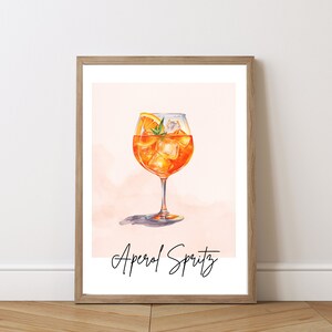 Aperol Spritz Cocktail Print | Cocktail Poster | Bar Cart Decor | Watercolor Print | Minimalist Print | Digital Wall Art | Alcohol Prints |