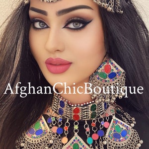 Afghan Jewelry set - Afghan Kuchi Vintage necklace/Choker headpiece set Traditional afghan jewellery
