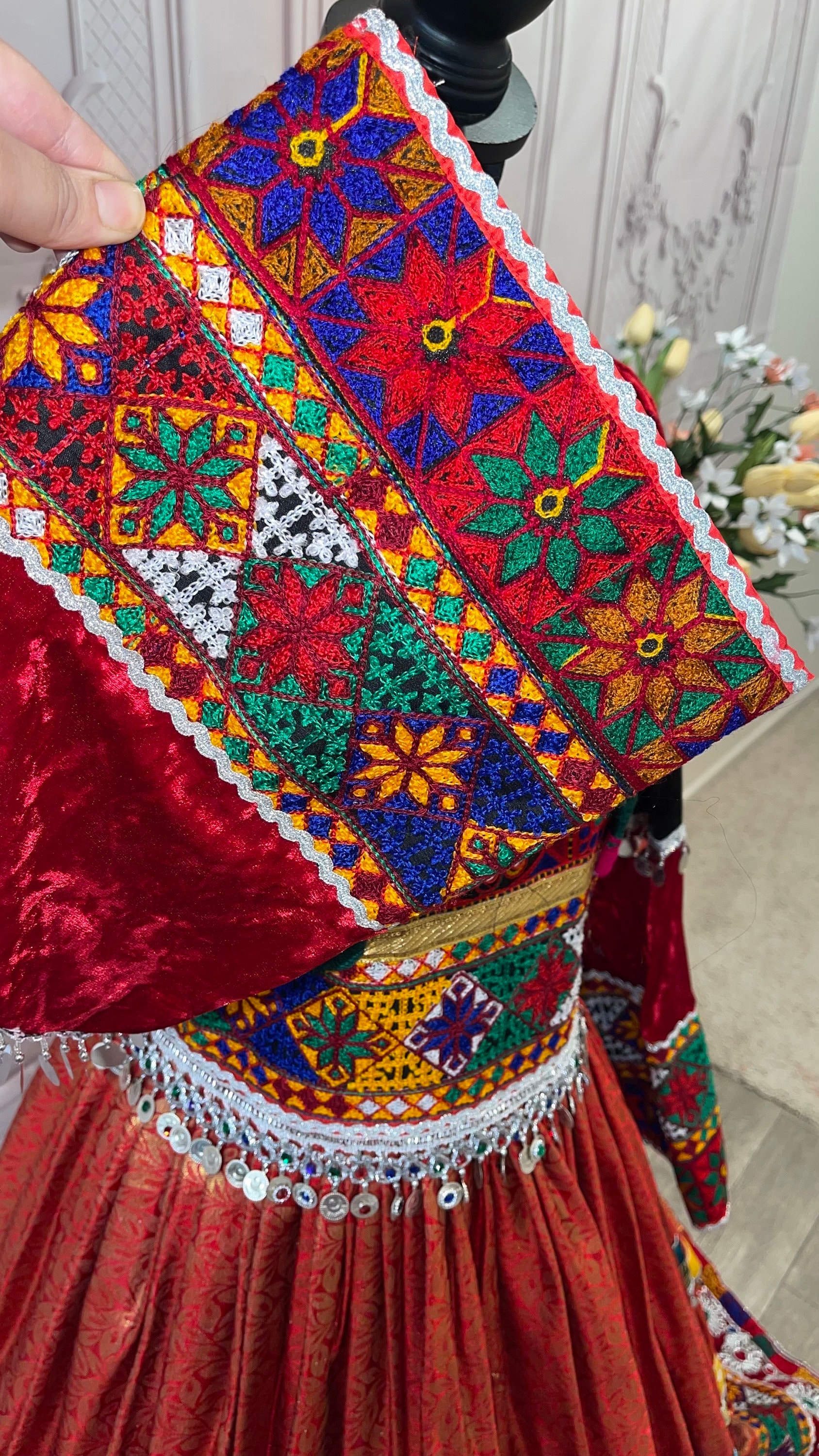 new handmade dress design Short Sleeve U-Neck Maxi Dress Handmade Multi-Color Embroidery Design
