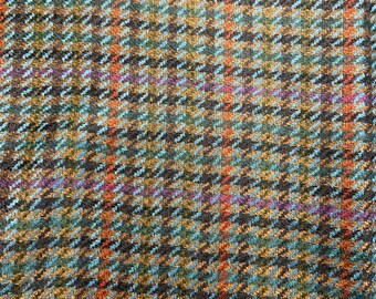 Italian milled 100% wool multicolored houndstooth fabric