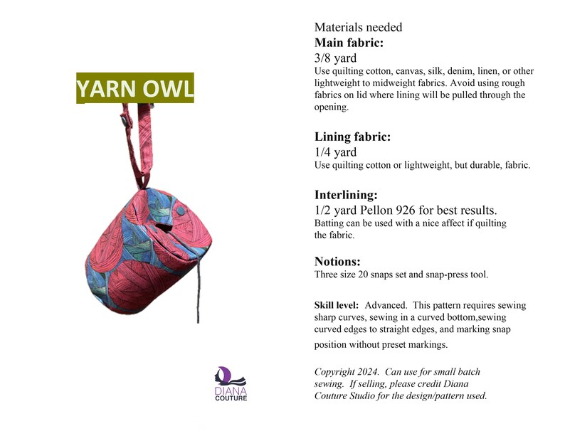 PDF Digital Pattern for Yarn Owl yarn holder image 1