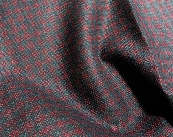 Italian milled wool blend red and charcoal check